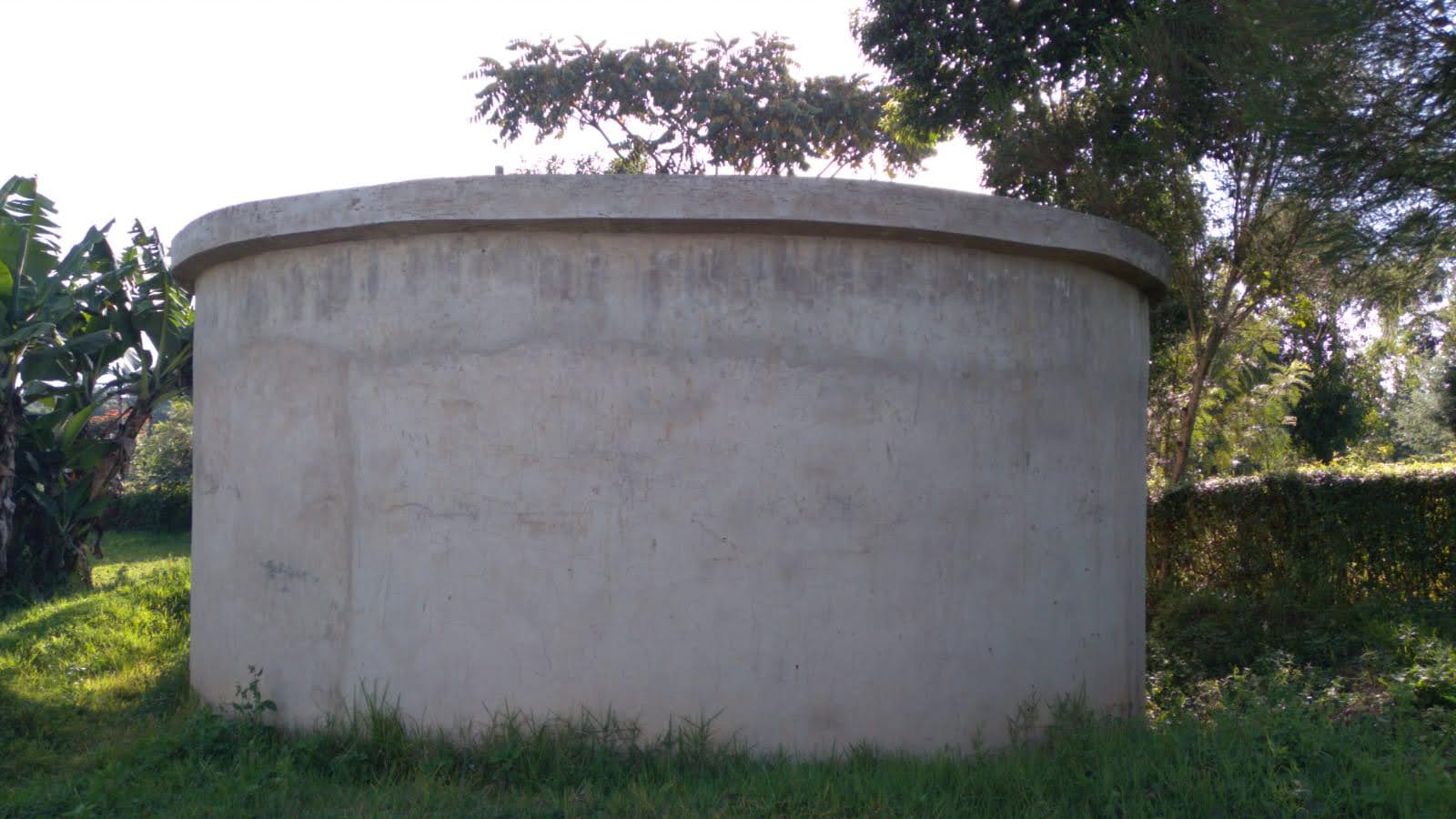Completed round masonry water tank structure