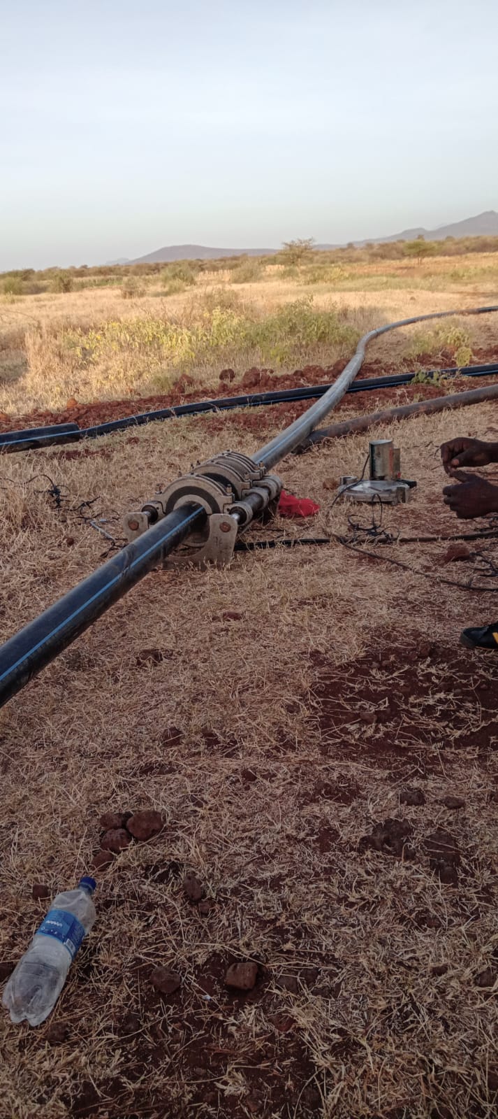 Long HDPE pipeline run through a rural project site